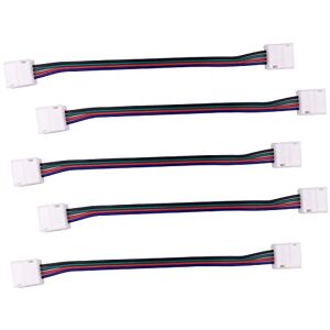 LITAELEK 5pcs Câble Connecteur pour Bande LED RGB 5050 étanche, LED Strip Connector 4 pin 10mm Connecteur d'angle Ruban LED Connecteur Rapide LED Stripe Connecteur 4 Broches Cavalier LED, 17cm Long - Publicité