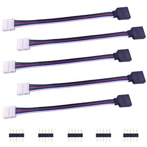 LITAELEK 5pcs Câble Connecteur LED 5 Broches pour Bande LED RGBW 5050 de 10mm Large LED Strip Connector Connecteur Rapide LED Stripe Connecteur d'angle Ruban LED Adaptateur Cavalier LED, 17cm Long - Publicité