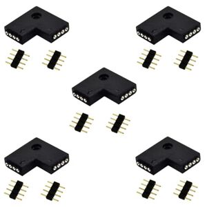 BoHong 5pcs Connecteur d'angle de Bande LED 4 Pin Ruban LED à 4 Broches Connecteur en Forme L RGB 5050 3528 2835 LED Strip Connector Séparateur LED Splitter Connecteur à Angle Droit, Noir - Publicité