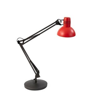 Alba Lampe LED Archicolor métal Rouge, pince étau + ampoule. Tête D16,5 cm, bras 42+39 cm, socle D20 cm