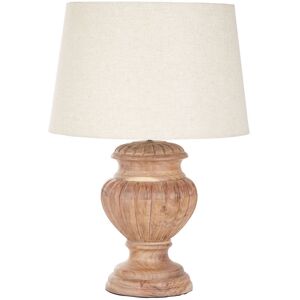 Maisons du Monde Lampe en bois de manguier et abat-jour en lin beige Beige 46x65x46cm