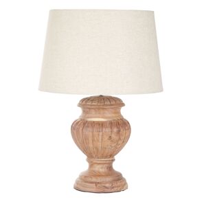 Maisons du Monde Lampe en bois de manguier et abat-jour en lin beige