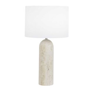 Maisons du Monde Lampe en ceramique beige et abat-jour blanc