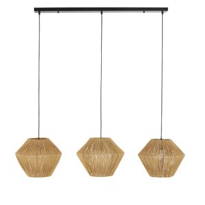 Maisons du Monde Suspension en métal noir et 3 abat-jours en corde tressés Marron 120x120x35cm