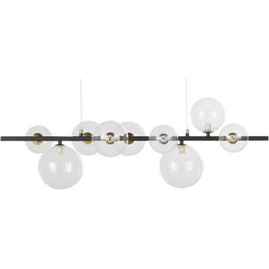 Maisons du Monde Suspension en métal recyclé noir et doré 9 globes en verre Transparent 90x21.5x33.5cm