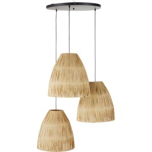 Maisons du Monde Suspension grappe 3 abat-jours en raphia et métal noir