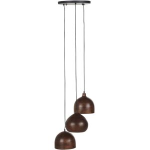 Maisons du Monde Suspension grappe en métal noir 3 abat-jours en bois de manguier Noir 45x60x45cm