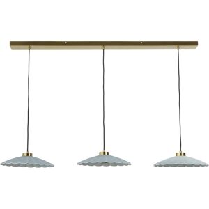 Maisons du Monde Suspension rampe en bois de hêtre 3 abat-jours en métal bleu Or 135x81x35cm