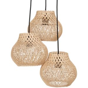 Maisons du Monde Triple suspension en rotin beige et noir Beige 20x94x20cm