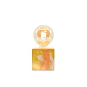 Junny Lampe cube marbré en béton orange & jaune Orange 8x8x8cm