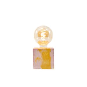Junny Lampe cube marbré en béton rose & jaune Rose 8x8x8cm