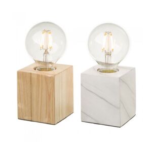 Unimasa Lampes bois et marbre - Lot de 2 Marron 9x18x9cm