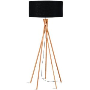 Good & Mojo Lampadaire en bambou et lin noir H160cm Noir 60x160x60cm