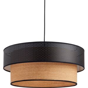 Metropolight Suspension en coton perforé & bois D48cm