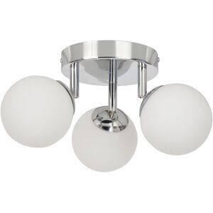 Corep Plafonnier de salle de bain 3 lumières métal et verre l19cm argenté