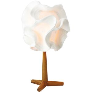 Now s Home Lampe à poser en zipper ivoire pied en teck h64cm Blanc 38x64x38cm