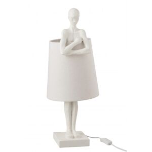 Jolipa Lampe figurine soutien resine blanche H58cm