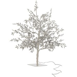 LANADECO Arbre feuilles paillettes led metal argent H56cm