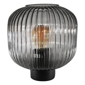 Sulion Lampe de table en verre strié fumé Noir 20x23x20cm