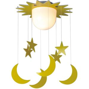 Wonderlamp Suspension jaune en forme d'étoiles et de lunes