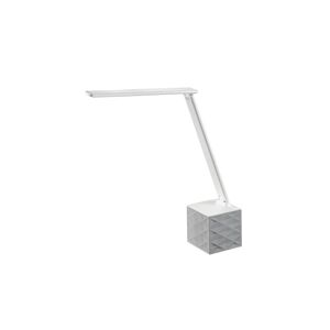 Cristalrecord Lampe de bureau moderne avec port USB et haut-parleur en metal blanc