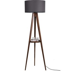 Lampadaire trépied en bois avec étagère grise Marron 50x153x50cm