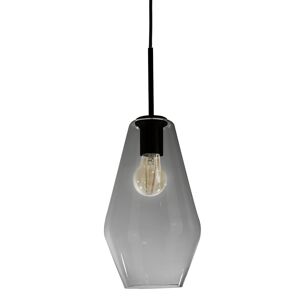 Sulion Suspension en verre fumé et support de lampe noir Transparent 17x29x17cm