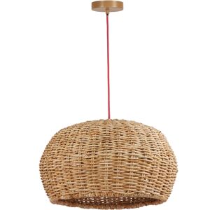 Sulion Suspension en rotin avec câble rouge Beige 58x30x58cm