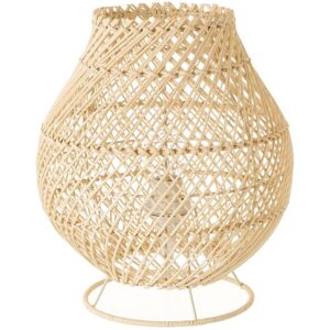 Unimasa Lampe de table naturelle arrondie en rotin Beige 24x28x24cm