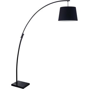 ATHM DESIGN Lampadaire abat jour tissu noir et pied métal Noir 35x188x25cm