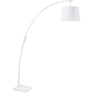 ATHM DESIGN Lampadaire abat jour tissu blanc et pied métal Blanc 35x188x25cm