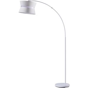 ATHM DESIGN Lampadaire abat jour tissu blanc pied métal Blanc 30x178x30cm