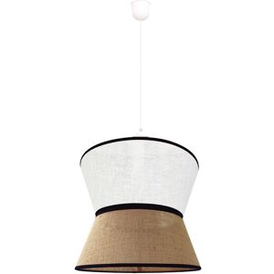 Wonderlamp Suspension avec 2 abat-jour en lin blanc et sac rustique Blanc 35x130x35cm