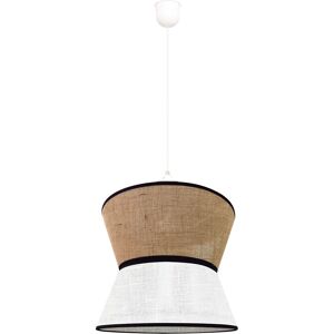 Wonderlamp Suspension avec 2 abat-jour en lin brun et sac rustique