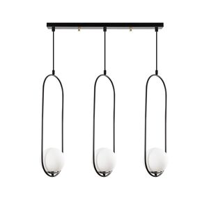 Wonderlamp Rampe de plafond 3 structures suspendues ovales et spheres blanches