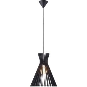 Nordlux Suspension nordique noir avec abat-jour original en bois Ø34 Noir 34x242x34cm