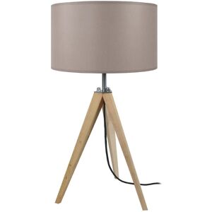 Tosel Lampe de chevet bois naturel et taupe Beige 30x54x54cm