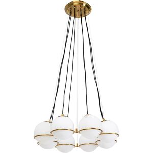 Kare Design Suspension 8 abat-jours en verre blanc et acier doré Or 71x130x71cm