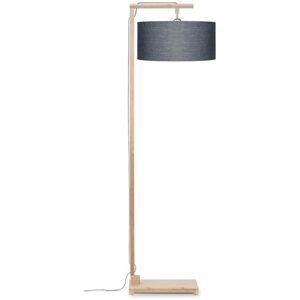 Good & Mojo Lampadaire bambou abat-jour lin gris foncé, h. 174cm