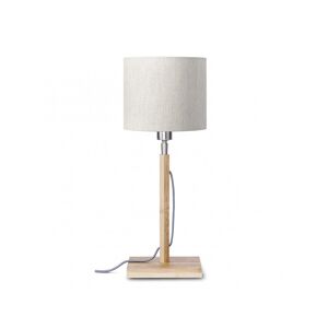 Good & Mojo Lampe de table bambou abat-jour lin lin clair, h. 59cm