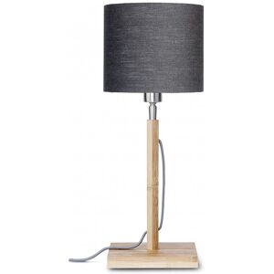 Good & Mojo Lampe de table bambou abat-jour lin gris fonc ©, h. 59cm