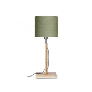 Good & Mojo Lampe de table bambou abat-jour lin vert for t, h. 59cm
