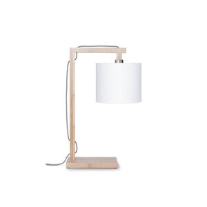Good & Mojo Lampe de table bambou abat-jour lin blanc, h. 47cm Blanc 28x47x18cm