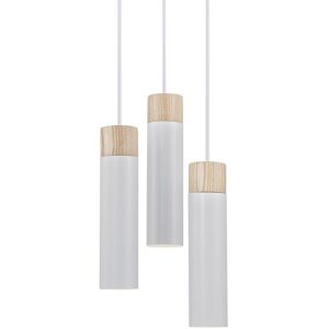 Nordlux Suspension cylindrique allongé en métal et bois gris 3 lumières ø22cm Gris 22x225x22cm