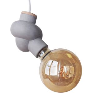 Gone's Lampe a suspendre en beton et bois cordon blanc ampoule edison