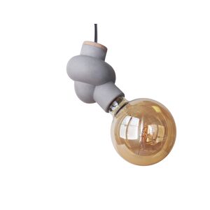 Gone's Lampe a suspendre en beton et bois cordon noir ampoule LED edison