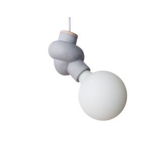 Gone's Lampe a suspendre en beton et bois cordon blanc ampoule LED porcelaine