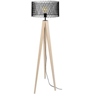 Tosel Lampadaire bois naturel et noir