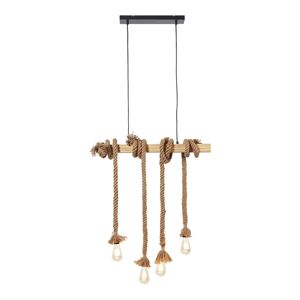 Lampea Suspension industrielle en bois 9,5 cm Marron 71x9x15cm