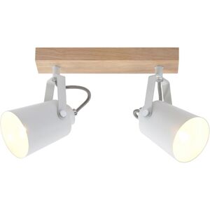 Cristalrecord Lampe de plafond en bois nordique et 2 spots blanc orientables